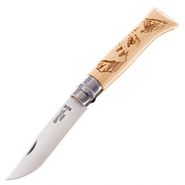Нож Opinel №8 Alpine adventures, нержавеющая сталь, рукоять дуб, гравировка горный велосипед, 002187 Opinel