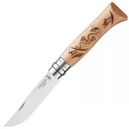 Нож Opinel №8 Alpine adventures, нержавеющая сталь, рукоять дуб, гравировка лыжи, 002188 Opinel