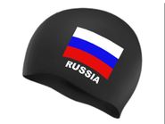 Шапочка для плавания SPRINTER. Классический дизайн с изображением флага России.  (Чёрный) GETSPORT 06330