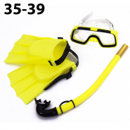 Набор для плавания 35-39 подростковый маска трубка + ласты (желтый) (ПВХ) E33155 10020234