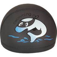 E41280 Шапочка для плавания детская Дельфин (ПУ) (черная) 10021844