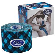 Тейп кинезиологический CureTape Art Tartan, 5 см x 5 м, арт. 162794, черно-голубой CURETAPE 162794