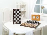 Шахматы обиходные деревянные с малой венге доской, рисунок серебро "Классика" 477-20 Шахматы обиходные деревянные с малой венге доской, рисунок серебро "Классика" 477-20 Объедовская фабрика ИГРУШКИ