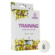 Мяч для наст. тенниса TORRES  Training 1*,  арт. TT21016, диам. 40+ мм, упак. 6 шт, белый Диаметр 40+ TORRES TT21016