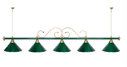 СТ Лампа Аристократ 5пл. металл (плафоны зеленые, штанга зеленая, фурнитура золото)