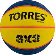 Мяч баскетбольный TORRES 3х3 Outdoor, B022336 р. 6, 8 панелей, резина,бут.кам,нейл.корд,жёлто-синий 6 TORRES B022336