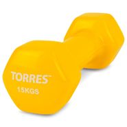 Гантель TORRES 1,5 кг, PL522203, металл в виниловой оболочке, форма шестигранник, желтый TORRES PL522203