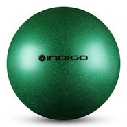 Мяч для художественной гимнастики INDIGO IN119-GR 15 см, ПВХ, зеленый металлик с блестками