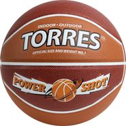 Мяч баск. TORRES Power Shot, B323187, р.7, 8 пан., ПУ, нейлон.корд,бут.кам, коричнево-оранжевый 7 TORRES B323187