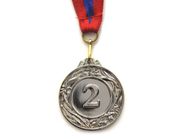 Медаль спортивная с лентой за 2 место. Диаметр 4,5 см: 450-2 16613