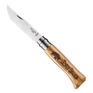 Нож Opinel №8 Animalia, нержавеющая сталь, рукоять дуб, гравировка бизон Opinel