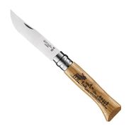 Нож Opinel №8 Animalia, нержавеющая сталь, рукоять дуб, гравировка лось Opinel