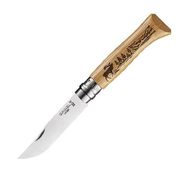 Нож Opinel №8, нержавеющая сталь, рукоять дуб, гравировка олень, 002332 Opinel
