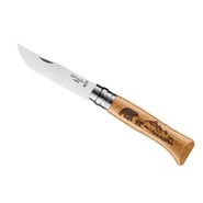 Нож Opinel №8 Animalia, нержавеющая сталь, рукоять дуб, гравировка медведь Opinel