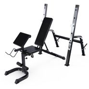 Скамья со стойками под штангу DFC GORILLA черная, с партой для бицепса DFC 201321B