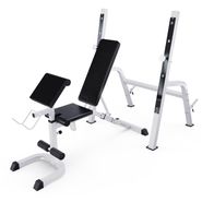Скамья со стойками под штангу DFC GORILLA белая, с партой для бицепса DFC 201321W