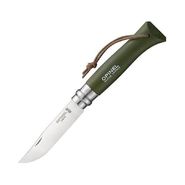 Нож Opinel №8 Trekking, нержавеющая сталь, кожаный темляк, хаки, 001703 Opinel