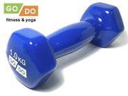 Гантель GO DO в виниловой оболочке.  Вес 1  кг.  (Синий) 31552