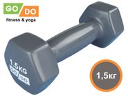 Гантель GO DO в виниловой оболочке.  Вес 1,5  кг.  (Серый) 31553