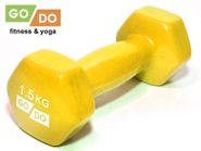 Гантель GO DO в виниловой оболочке.  Вес 1,5  кг.  (Жёлтый) GETSPORT 31553
