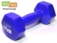 Гантель GO DO в виниловой оболочке.  Вес 3  кг.  (Синий) GO DO 31556