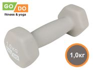 Гантель GO DO в виниловой матовой неопреновой оболочке.  Вес 1 кг.  (Белый) 31558