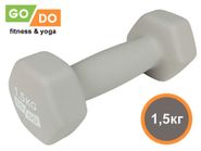 Гантель GO DO в виниловой матовой неопреновой оболочке. Вес 1,5 кг.  (Белый) 31559