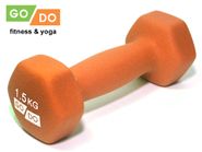 Гантель GO DO в виниловой матовой неопреновой оболочке. Вес 1,5 кг.  (Оранжевый) GO DO 31559