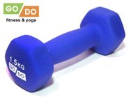Гантель GO DO в виниловой матовой неопреновой оболочке. Вес 1,5 кг.  (Синий) GETSPORT 31559