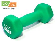 Гантель GO DO в виниловой матовой неопреновой оболочке. Вес 1,5 кг.  (Зеленый) GO DO 31559