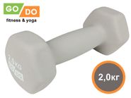 Гантель GO DO в виниловой матовой неопреновой оболочке.  Вес 2 кг.  (Белый) 31560