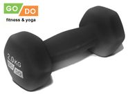 Гантель GO DO в виниловой матовой неопреновой оболочке.  Вес 2 кг.  (Чёрный) 31560