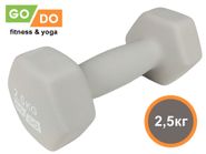 Гантель GO DO в виниловой матовой неопреновой оболочке.  Вес 2,5 кг.  (Белый) 31561
