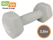 Гантель GO DO в виниловой матовой неопреновой оболочке. Вес 3 кг.  (Белый) 31562