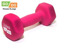 Гантель GO DO в виниловой матовой неопреновой оболочке. Вес 3 кг.  (Розовый) GETSPORT 31562