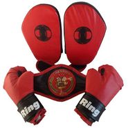 Набор боксерский ЛИДЕР (перчатки, лапы, пояс чемпиона) RealSport