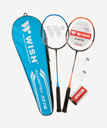 Набор для бадминтона WISH Alumtec 327, 2 ракетки, 2 волана, оранжевый/синий