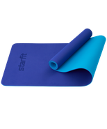 Коврик для йоги и фитнеса FM-201, TPE, 183x61x0,6 см, синий/темно-синий Starfit ЦБ-00001595