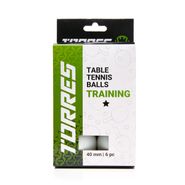 Мяч для наст. тенниса TORRES Training 1*, TT23016, диам. 40+ мм, упак. 6 шт, белый Диаметр 40+ TORRES TT23016