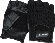Перчатки для тяжелой атлетики и фитнеса натуральная кожа Larsen NT503 черный размер S