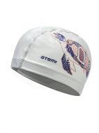 Шапочка для плавания тканевая с ПУ покрытием, бел, принт, PU 305 ATEMI 00-00001458