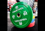 Диск EVO каучуковый бамперный Yousteel 10 кг 50 мм зелёный