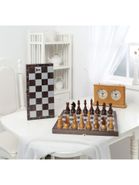 Шахматы походные деревянные с венге доской, рисунок серебро 188-18 Объедовская фабрика ИГРУШКИ