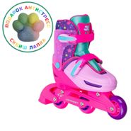Раздвижные роликовые коньки JE-SK-P580-50 Pink (антистресс сквиш лапка в подарок) (S (29-32)) JUSTENERGY JE-SK-P580-50