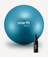 Фитбол GB-109 антивзрыв, 1000 гр, с ручным насосом, синий, 65 см Starfit УТ-00020819