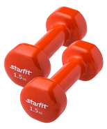 Гантель виниловая, комплект STARFIT DB-101 1,5 кг, оранжевый, 2 шт Starfit УТ-00019076