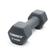 Гантель TORRES 3 кг, PL522503, металл в неопреновой оболочке, форма шестигранник, серый
