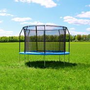 Батут TISNF-12 (366см) синий с защитной сеткой с лестницей - TISNF-12