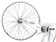 Колесо 26" заднее, обод одинарный алюм. б/пист. серебристый, втулка тормозная ВЕЛООЛИМП ZVK00020