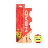 Мяч теннисный детский HEAD Stage 3 Red, 578433,уп.3 шт, фетр,нат.резина,желто-красный HEAD 578433